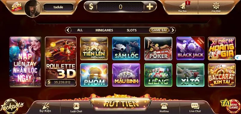 Sunwin 15 Các game bài có tỷ lệ trả thưởng cực khủng