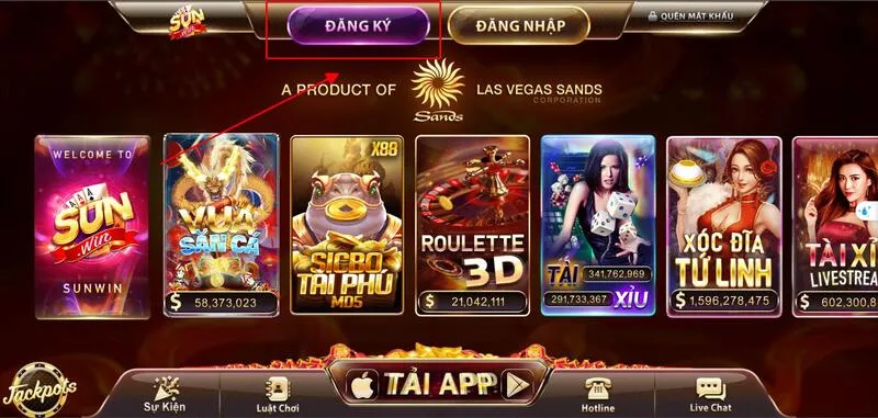 Sunwin 17 Chọn nút đăng ký màu tím trên góc màn hình