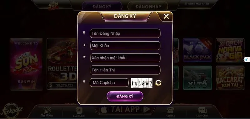 Sunwin 22 Điền chính xác các thông tin trong form nạp tiền