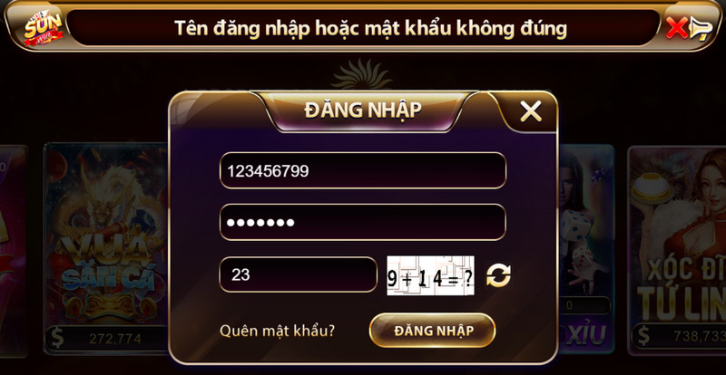 Đăng Nhập Sunwin Cùng Cách Thao Tác Nhanh Trên Mọi Thiết Bị 5 Hệ thống báo không đăng nhập do điền sai thông tin