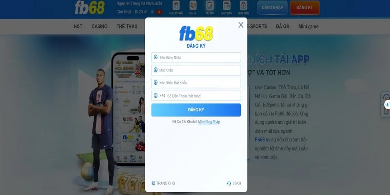 Hướng dẫn đăng ký FB68 nhanh chóng và đơn giản 2 Hướng dẫn quy trình đăng ký tài khoản FB68 chi tiết
