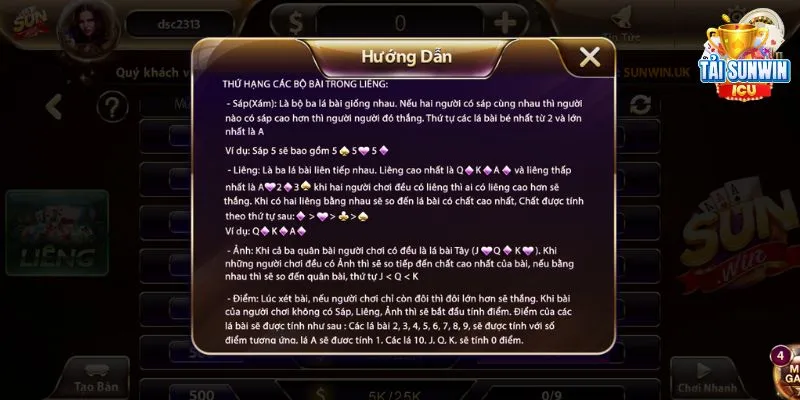 Liêng sunwin – Siêu phẩm số một thị trường đổi thưởng Việt 3 Thứ hạng từng tay bài trong liêng tại sunwin